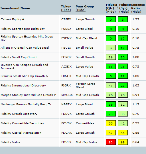 401k fund options