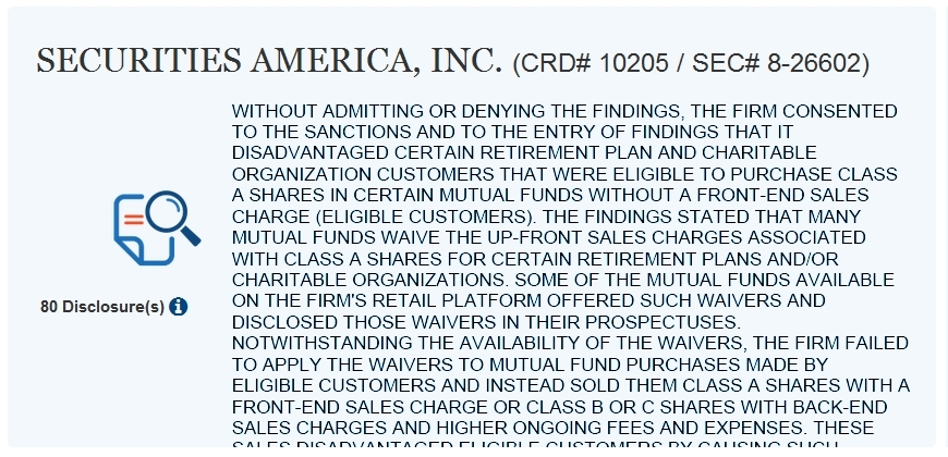Securities America Disclosures