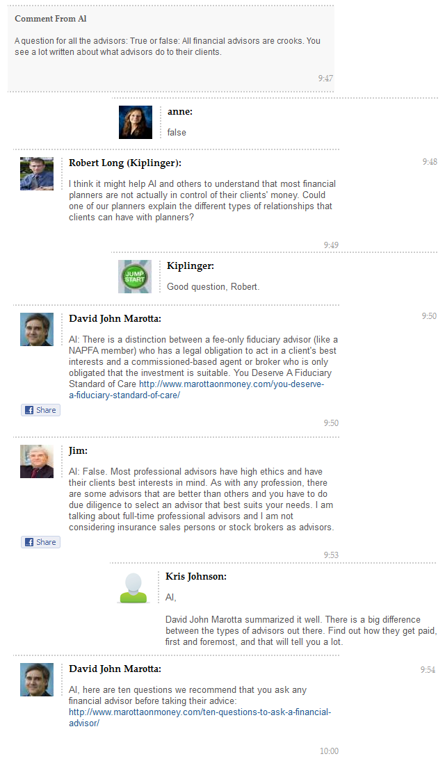 Kiplinger Fiduciary chat on 2012-01-12
