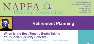 Social Security Planning from the 2012 January / February issue of Planning Perspectives