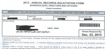 “Corporate Records Service” Is A Scam